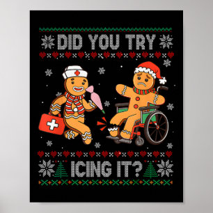 Póster Enfermera Divertida de Navidad ¿Probaste Enfriarlo