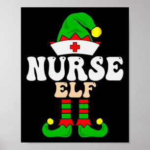Póster Enfermera Elf Navidades del grupo familiar de navi