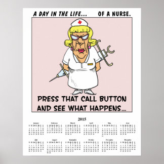 Póster Enfermera enojada en el calendario 2015
