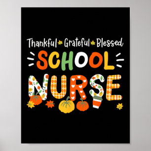 Póster Enfermera escolar bendecida gracias, gracias, Rn W
