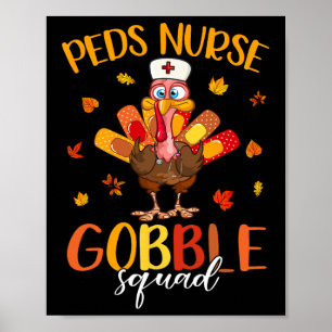 Póster Enfermera Escuadrón de Gobble Turquia Peregrinaje