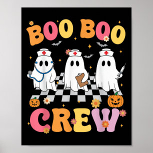 Póster Enfermera fantasma de Halloween de Retro Groovy Bo