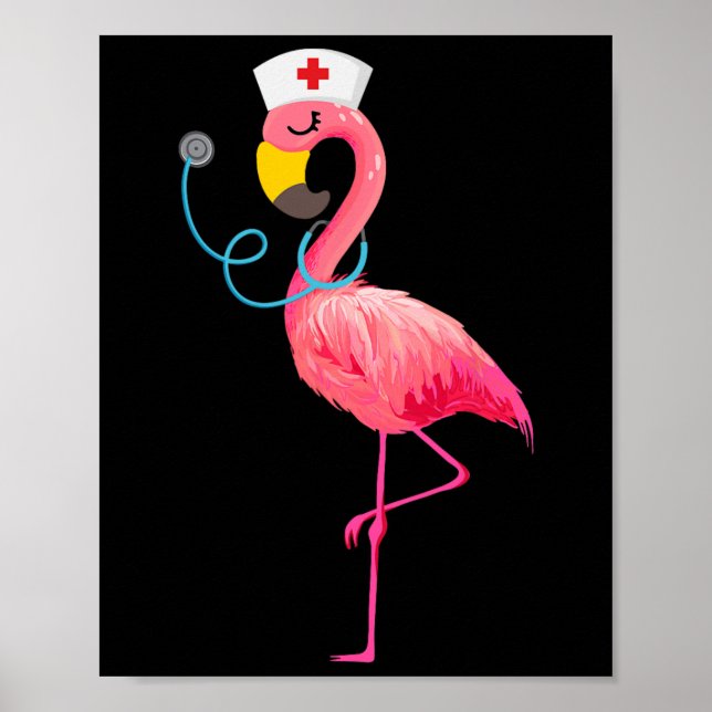 Póster Enfermera Flamingo - Funny Flamingo Lover Enfermer (Frente)