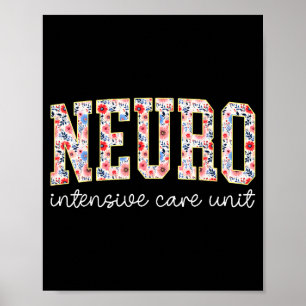 Póster Enfermera Floral Neuro Uci Cerebro Neurociencia En