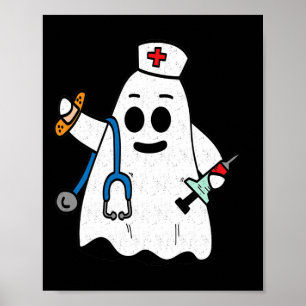 Póster Enfermera Ghost Scrub Cute Costume Halloween Para 