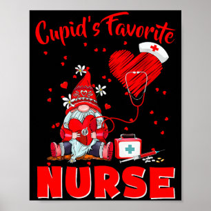 Póster Enfermera Gnomo Favorita de Cupido San Valentín En
