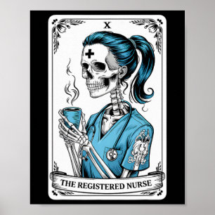 Póster Enfermera inscrita Tarot Card Skeleton Enfermera H