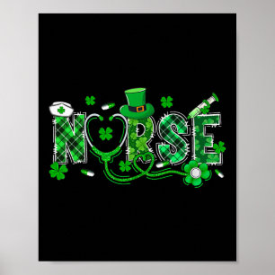 Póster Enfermera irlandesa estetoscopio bata San Patricio