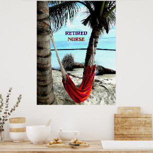 Póster Enfermera jubilada - Hamaca en la playa