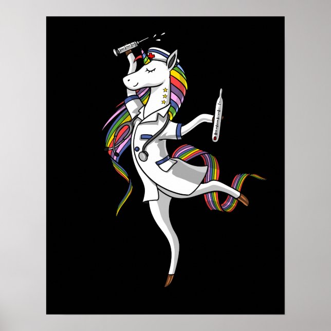 Póster Enfermera Médica de medicina mágica de Unicorn (Frente)