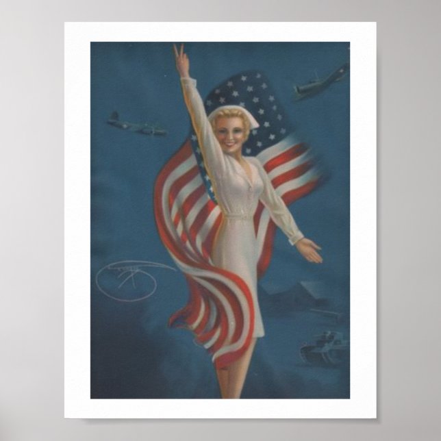 Póster Enfermera militar de la época de la Segunda Guerra (Frente)