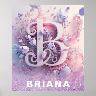 Póster *~* Enfermera Monograma AP71 Letra Chica B