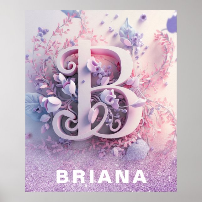 Póster *~* Enfermera Monograma AP71 Letra Chica B (Frente)