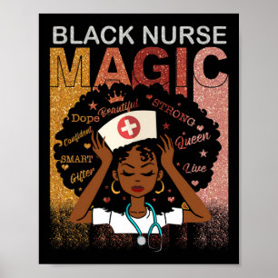 Póster Enfermera Mujer Negra Mágica Afro Melanin Reina de