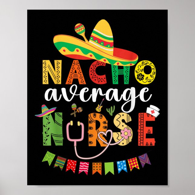 Póster Enfermera Nacho Promedio Fiesta Mexicana Cinco De  (Frente)