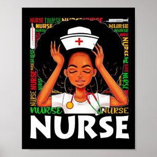 Póster Enfermera negra mujer africana decimoctava histori