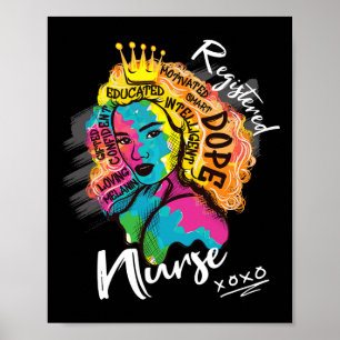 Póster Enfermera negra registrada reina de las drogas par
