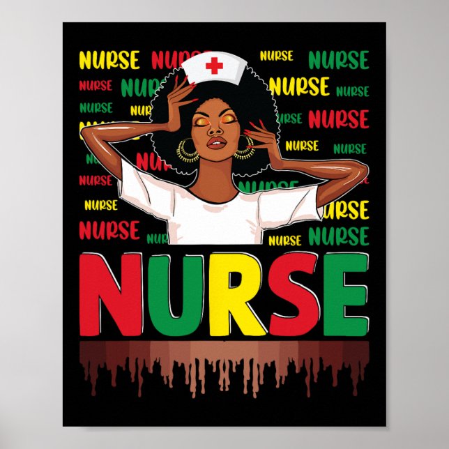 Póster Enfermera Negra Sofisticada Y Hermosa Melanina Suy (Frente)