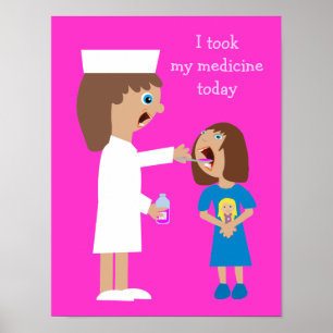 Póster Enfermera Personalizado educada que da medicina in