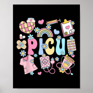 Póster Enfermera Picu Enfermera pediátrica retro Icu Peds