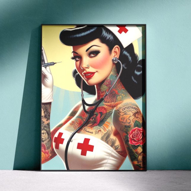 Póster Enfermera Pin-up Tatuada Vintage (Subido por el creador)