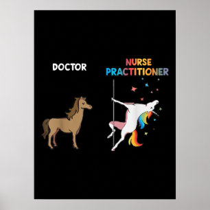 Póster Enfermera practicante unicornio Polo de baile