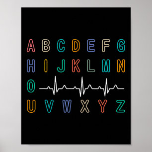 Póster Enfermera Prueba de Pqrst Abc de Ekg Strip Alphabe