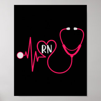 Póster Enfermera Registrada Rn Latido Del Corazón Ekg Est