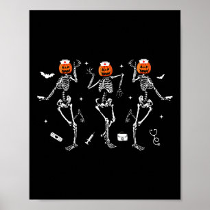 Póster Enfermera Skeleton Dancing Halloween Equipo de sal