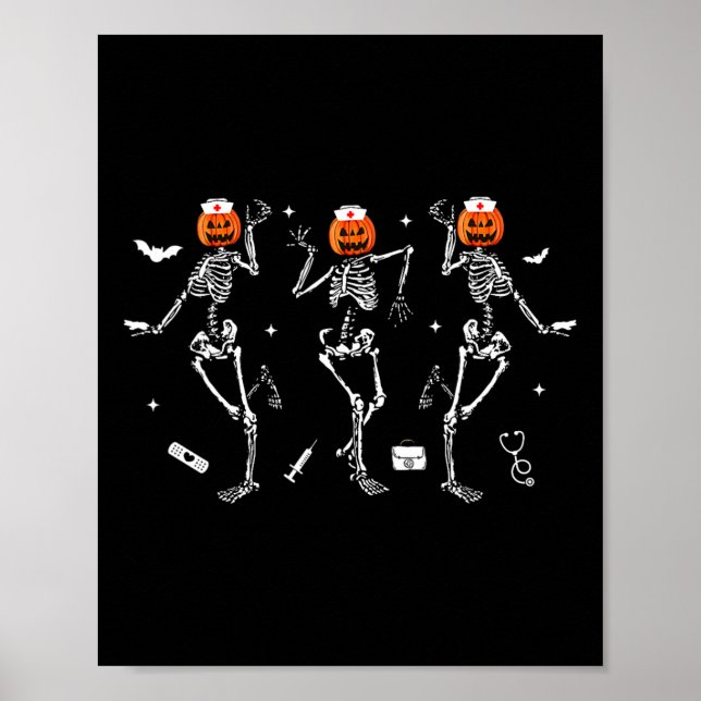 Póster Enfermera Skeleton Dancing Halloween Equipo de sal (Frente)