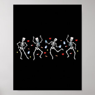 Póster Enfermera Skeleton Danzando Sala Ortopedia Escuadr