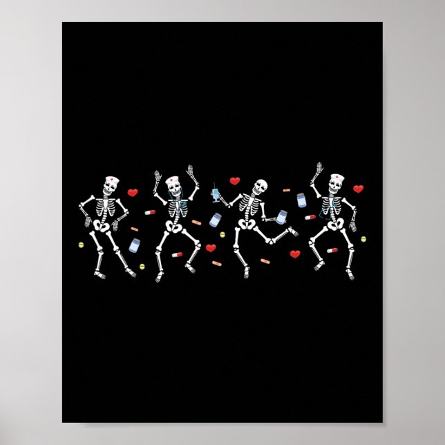 Póster Enfermera Skeleton Danzando Sala Ortopedia Escuadr (Frente)