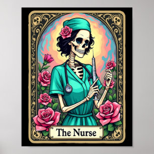 Póster Enfermera Skeleton Tarjeta Tarot Funny Enfermera d