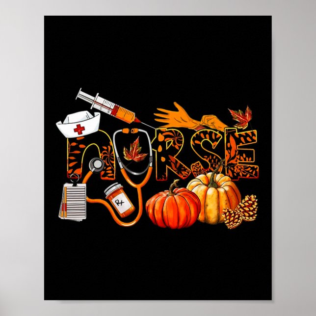 Póster Enfermera Stethoscope Enfermería de caída de enfer (Frente)