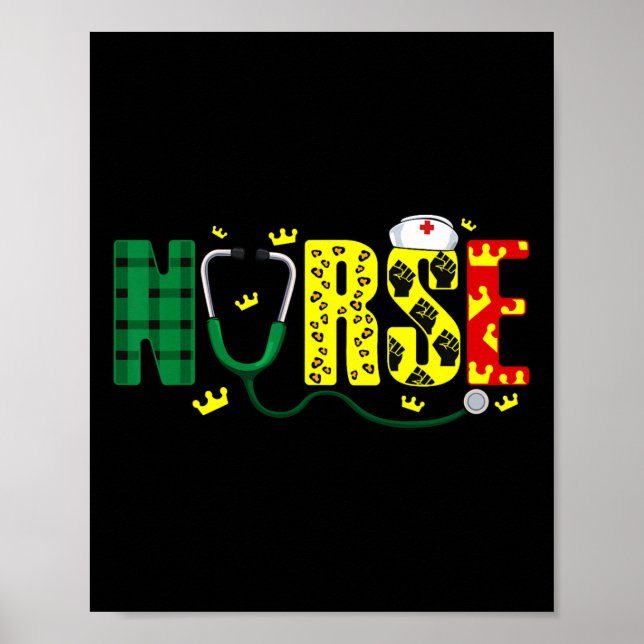 Póster Enfermera Stethoscope Junetdecilla Melanin Orgullo (Frente)