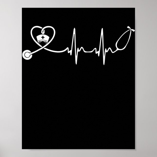 Póster Enfermera Stethoscope latido cardiaco Enfermería d (Frente)