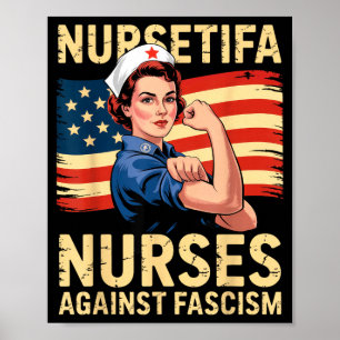 Póster Enfermeras Contra el Fascismo Fuerte Apoyo de Enfe