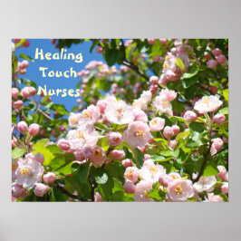 Póster Enfermeras de Toque Curativo carteles Flores Rosad