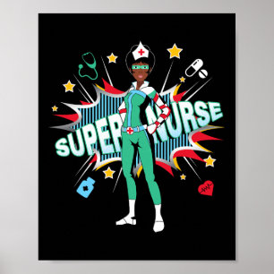 Póster Enfermeras negras camisetas rocas super héroe grac