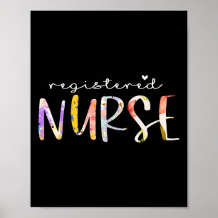 Póster Enfermería de diseño floral de enfermera Cute regi