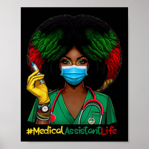 Póster Enfermería de enfermera afroafricana con diagnósti