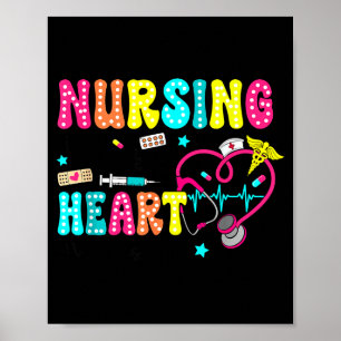 Póster Enfermería Retro Groovy Es Un Trabajo De Corazón V