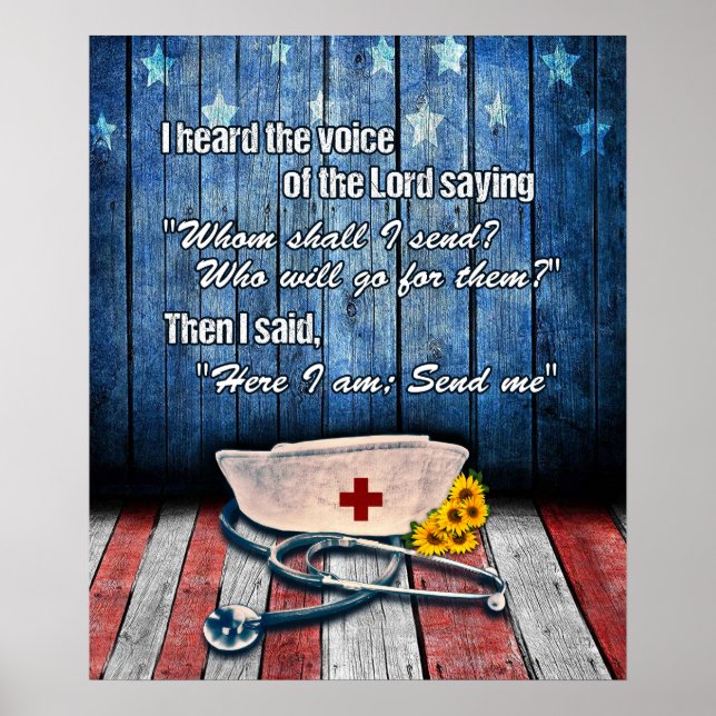 Póster Enfermero Aquí Estoy; Envíame Motivación (Frente)