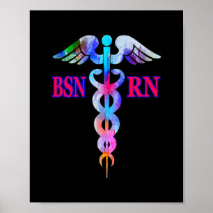 Póster Enfermero de la Enfermera RN Caduceus Enfermería E