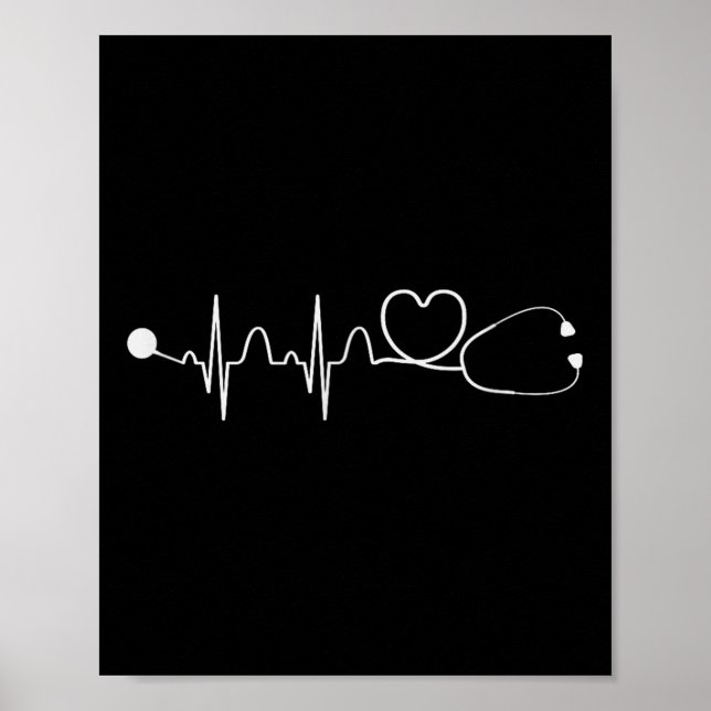 Póster Enfermero de Nursery Heartbeat de Stethoscope (Frente)