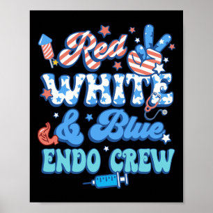 Póster Enfermero Endo Endo Endo Rojo Azul Blanco Groovy 4