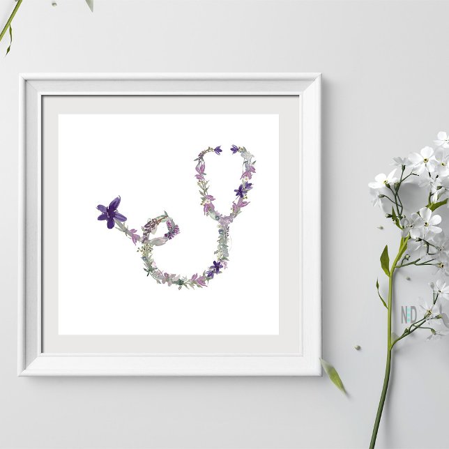 Póster Enfermero Médica de Stethoscope Flores acuáticas (Subido por el creador)