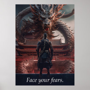 Póster Enfrentar tus miedos - Guerrero vs Dragón - Éxito