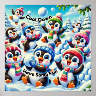 Póster Enfríate, Diviértete - Pelea de Bolas de Nieve de