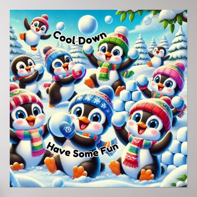 Póster Enfríate, Diviértete - Pelea de Bolas de Nieve de  (Frente)